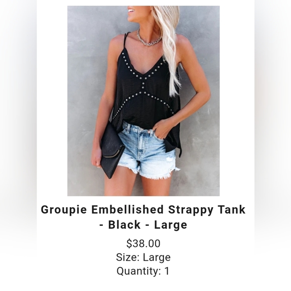 Vici Black tank with stud detail - Picture 5 of 5